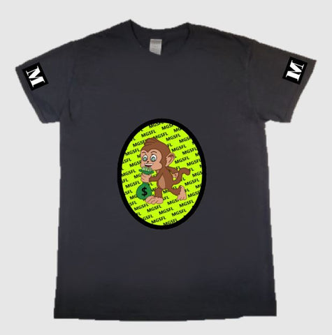 Short Sleeve T-Shirt with Green MGSFL Monkey and Sleeve M's
